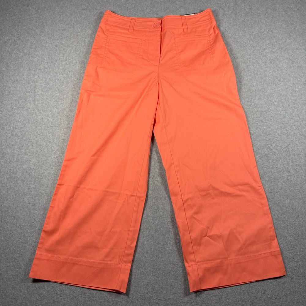 Talbots Simply Flattering Wide Leg Crop Pants Coral Orange 4P Petite 57699974